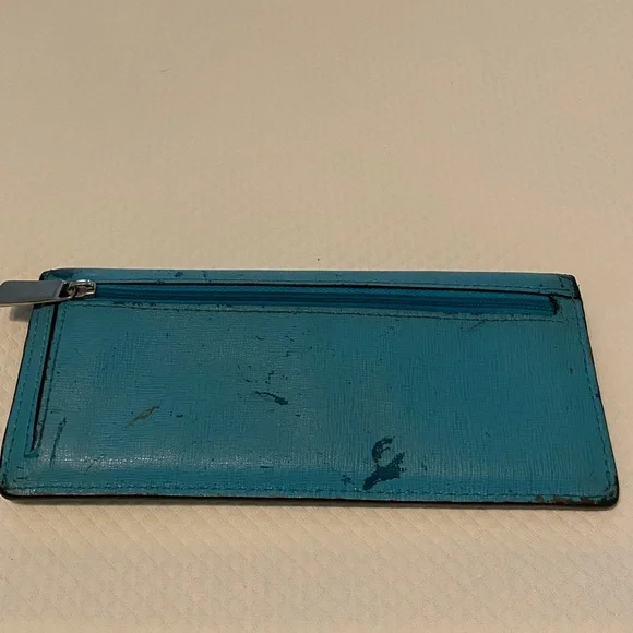 Coach Turquoise Blue Rectangular Vintage Fix-Up Distressed Project Wallet - Picture 3 of 13